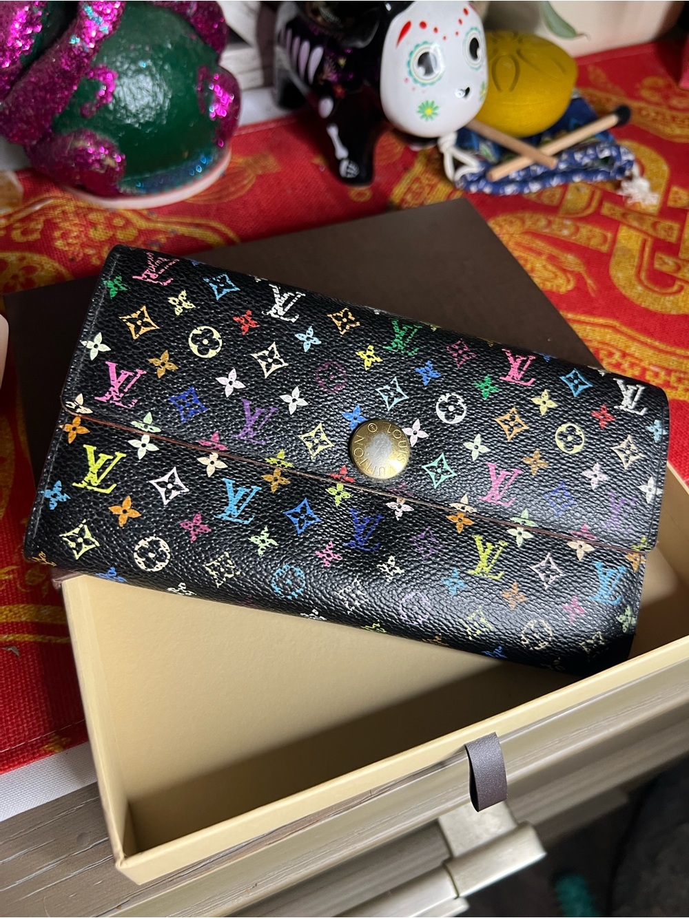 Louis Vuitton x Murakami Multicolore Sarah Wallet Black